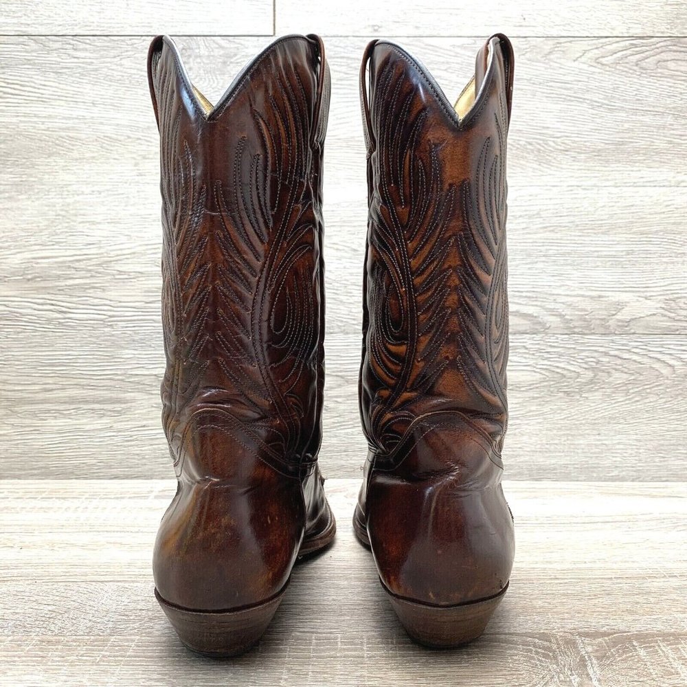 Vtg 1970s-80s TONY MORA Men Western Boots Tufted Brown Leather MADE SPAIN 12 D - Picture 7 of 12